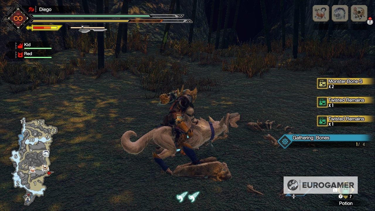 Monster Hunter Rise Bone Locations How To Get An Eroded Skeleton Sturdy